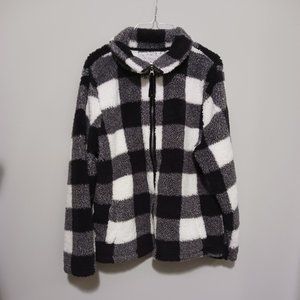 Members Mark Cozy Sherpa Checkered Pattern Black/White/ Gray XL